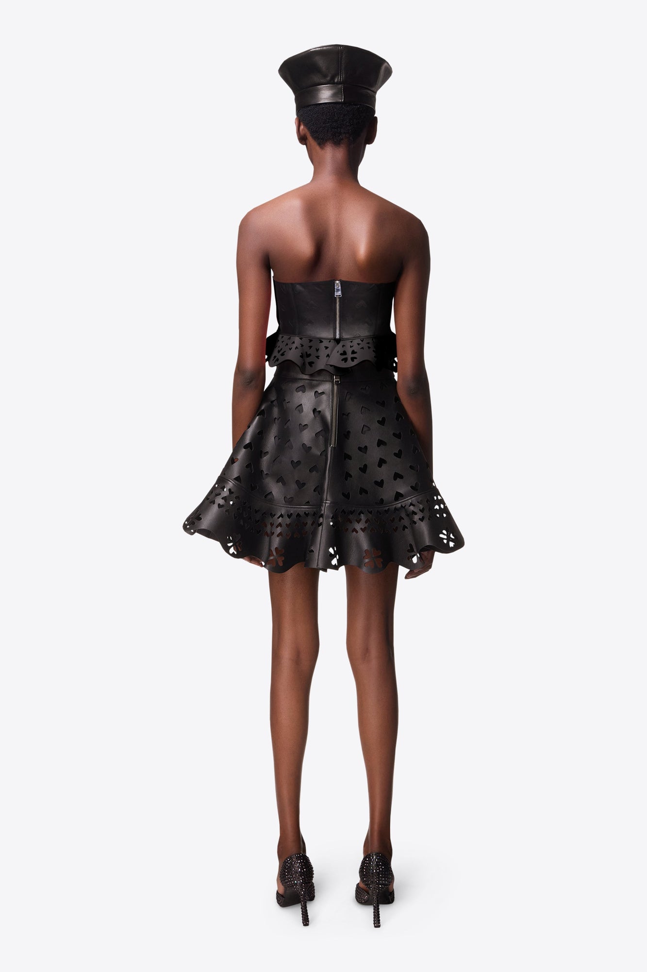 Laser-Cut Leather Heart Bandeau | Black