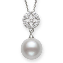 Round Pendant Necklace | 14K White Gold | 0.15 Carat Lab Grown Diamond/White Akoya Pearl | 8mm - 9mm | H-I-I2-I3