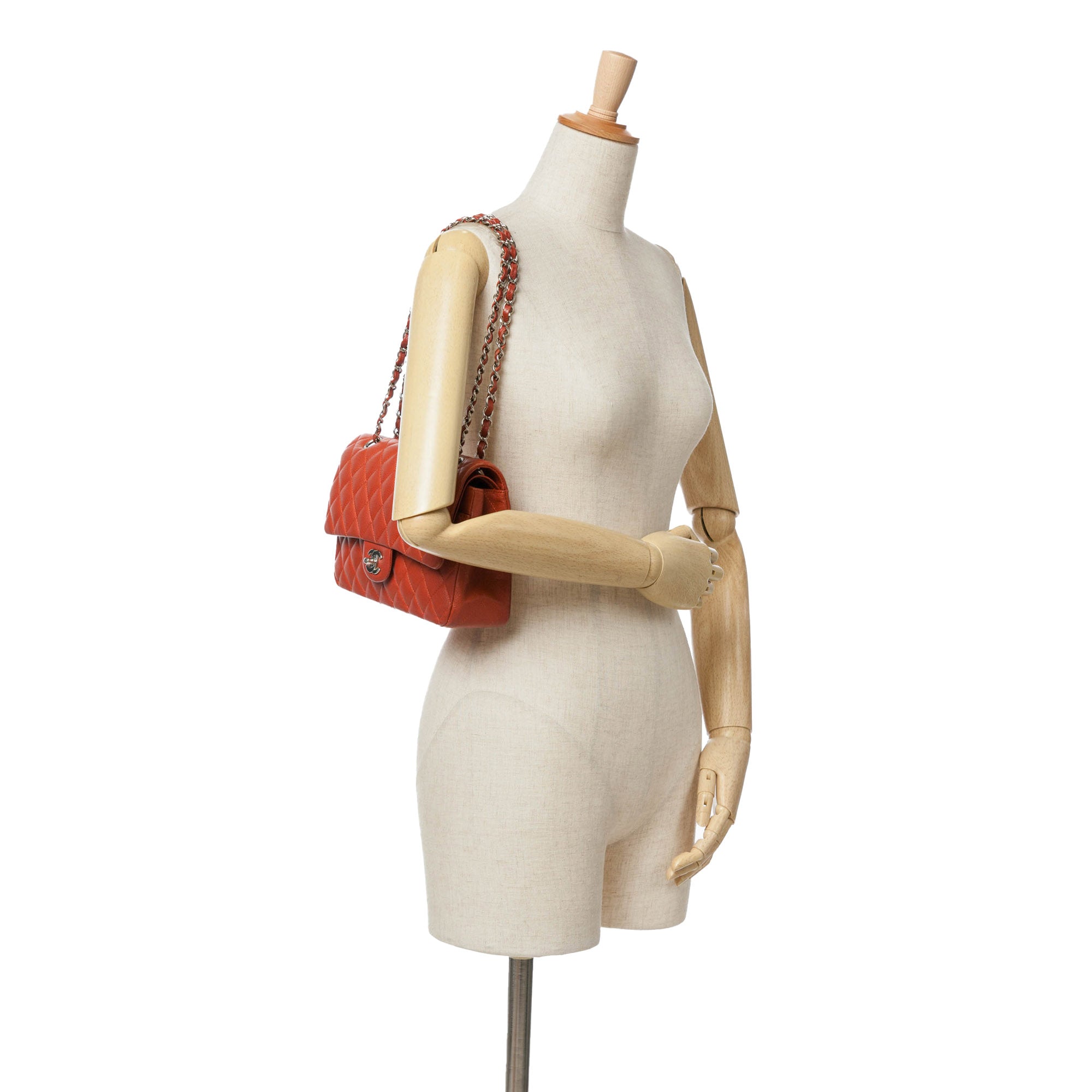 Chanel | Pre-Owned Medium Classic Caviar Double Flap | Orange/Dark Orange