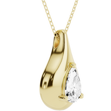 Womens | Teardrop Pendant Necklace | 14K Gold Plated over Silver | 1 CTW Pear Cut Lab Grown Diamond | G-SI