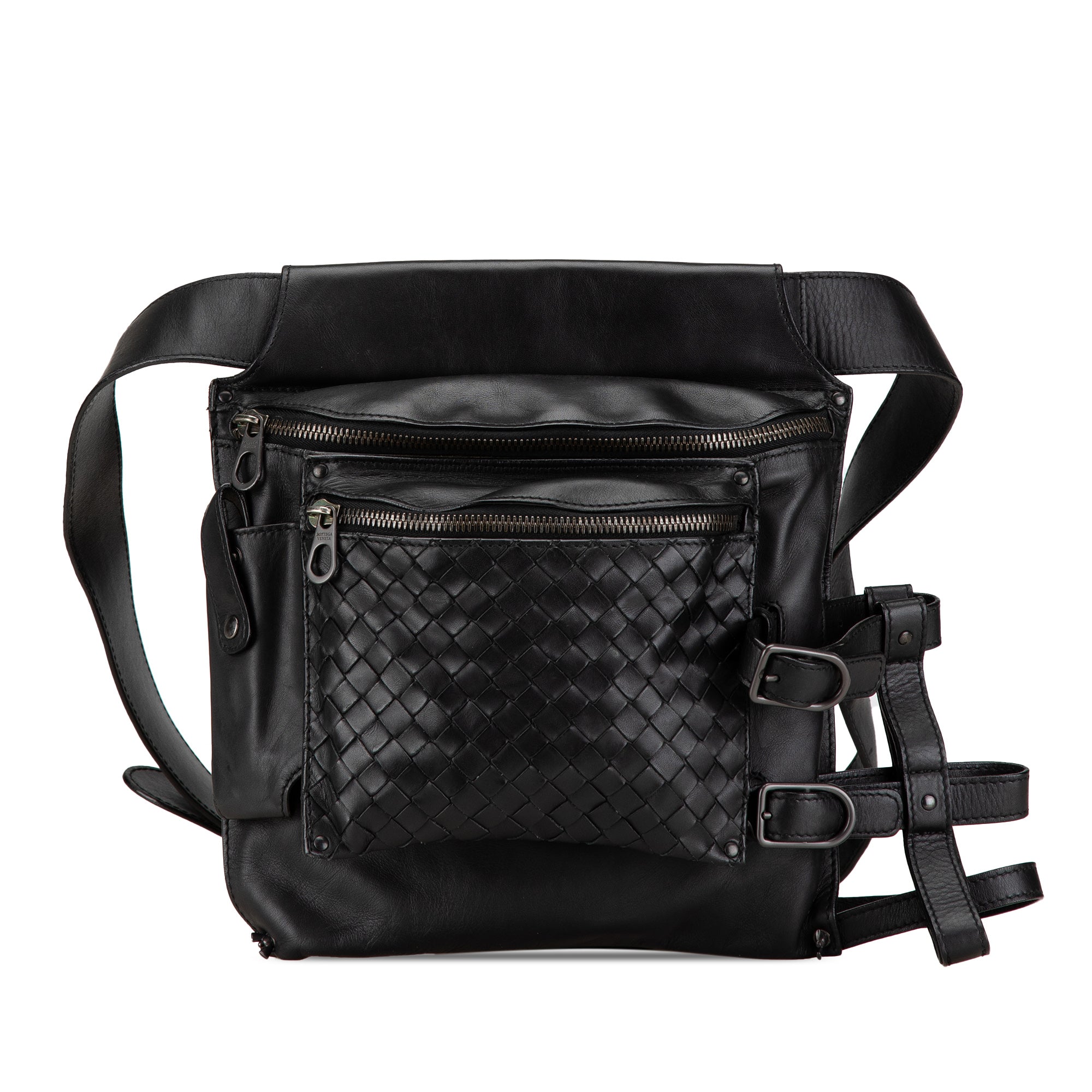 Bottega Veneta | Pre-Owned Nappa Intrecciato Utility Belt Bag | Black
