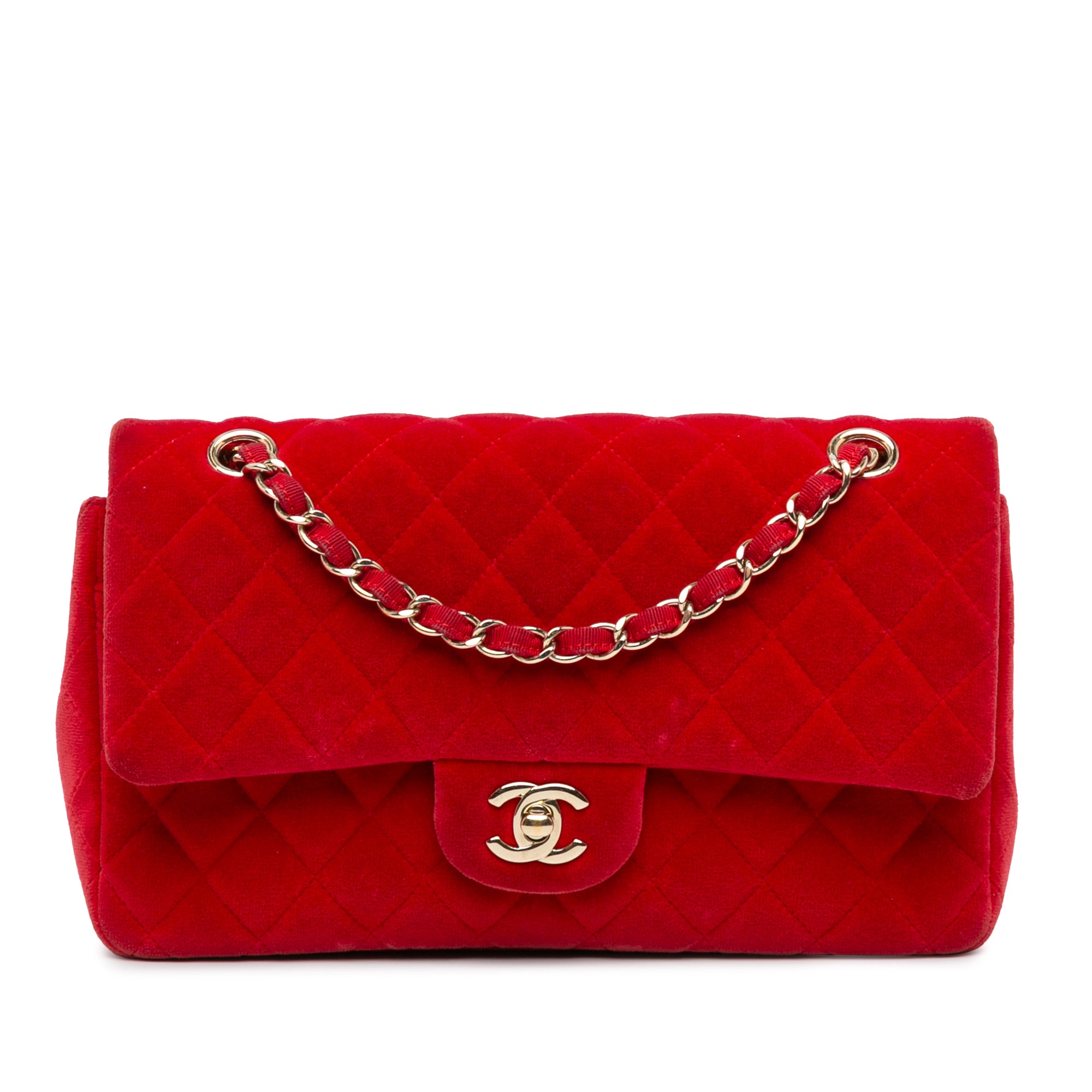 Chanel | Pre-Owned Medium Classic Velvet Double Flap | Red