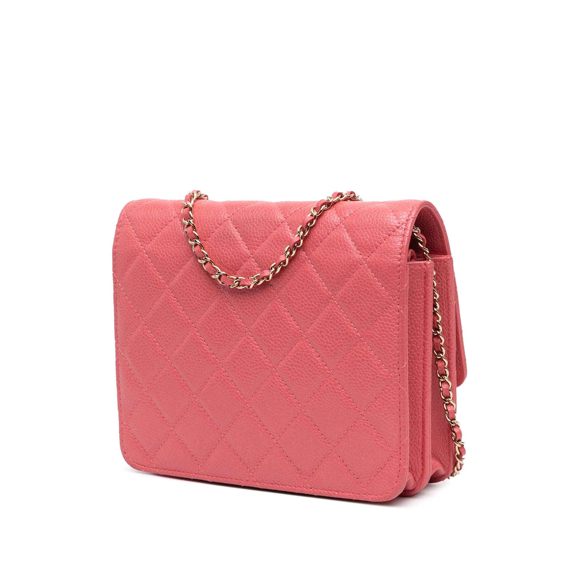 Chanel | Pre-Owned Quilted Caviar Golden Class Wallet On Chain | Pink