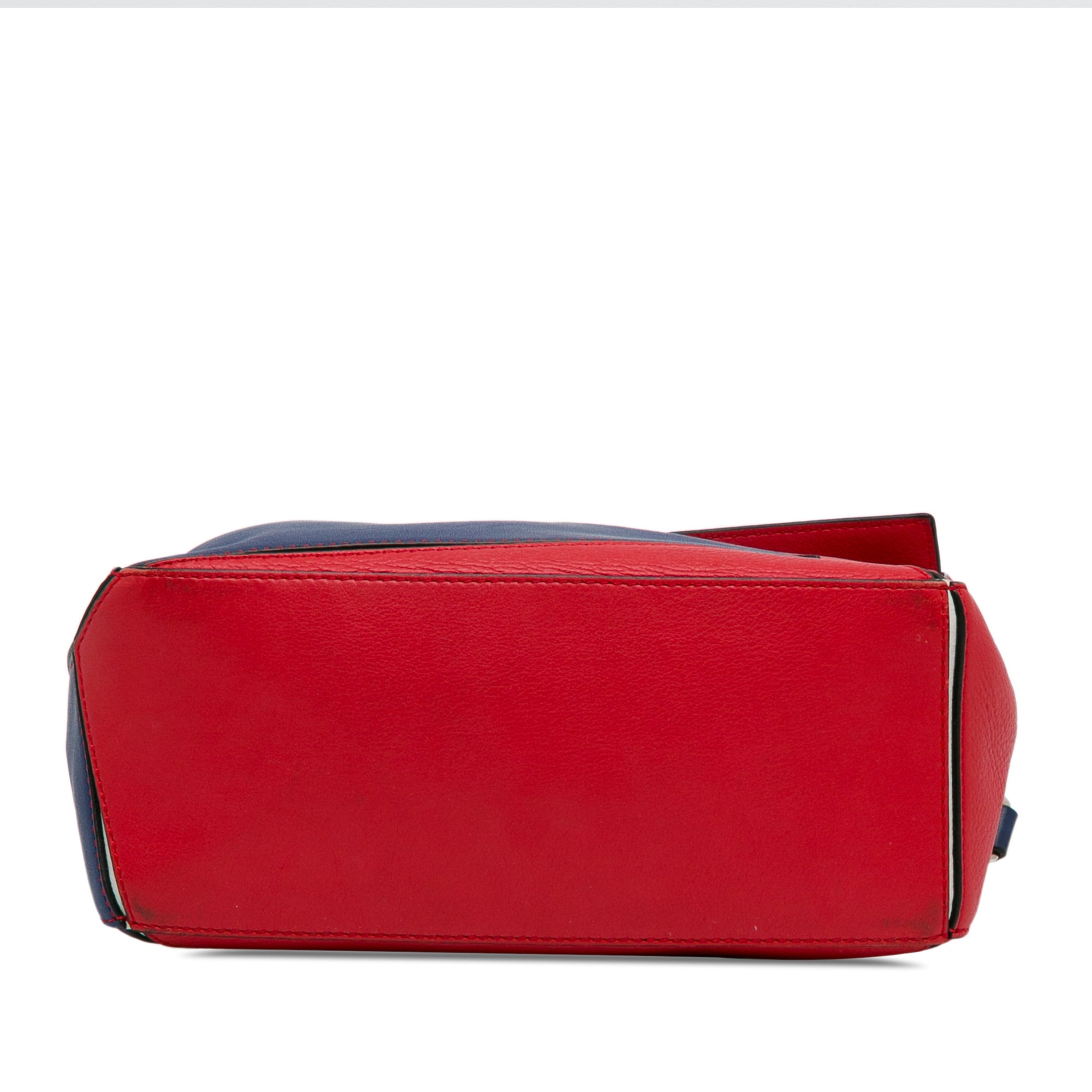 Loewe | Pre-Owned Small Bicolor Calfskin Puzzle Satchel | Red