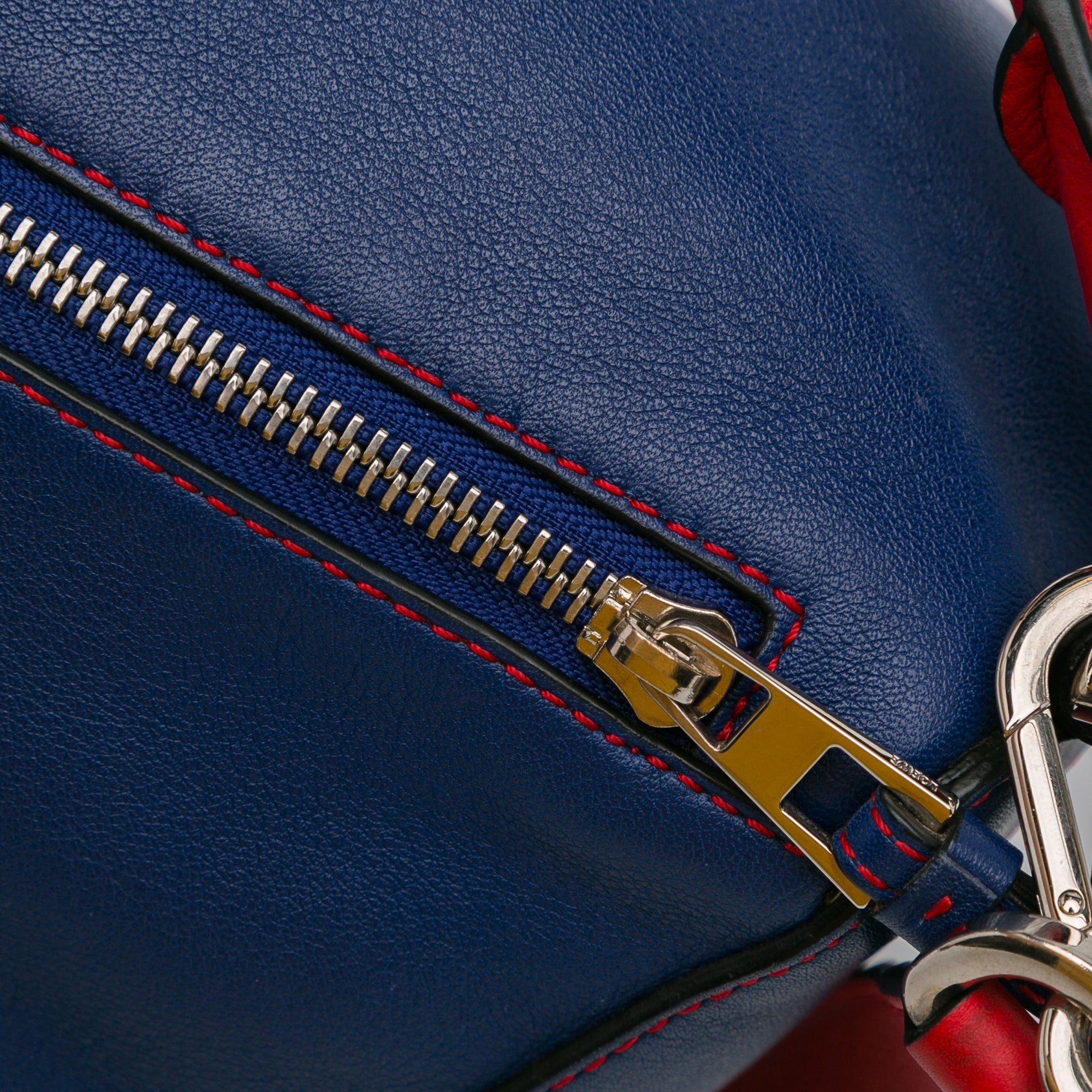 Loewe | Pre-Owned Small Bicolor Calfskin Puzzle Satchel | Red