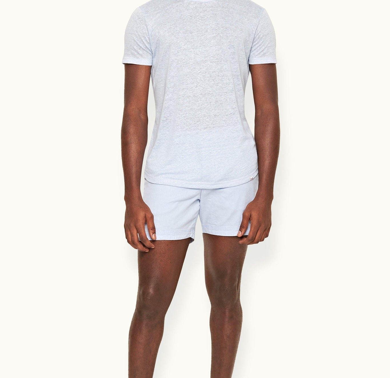 OB-T Linen Crew Neck Linen T-Shirt | Soft Blue