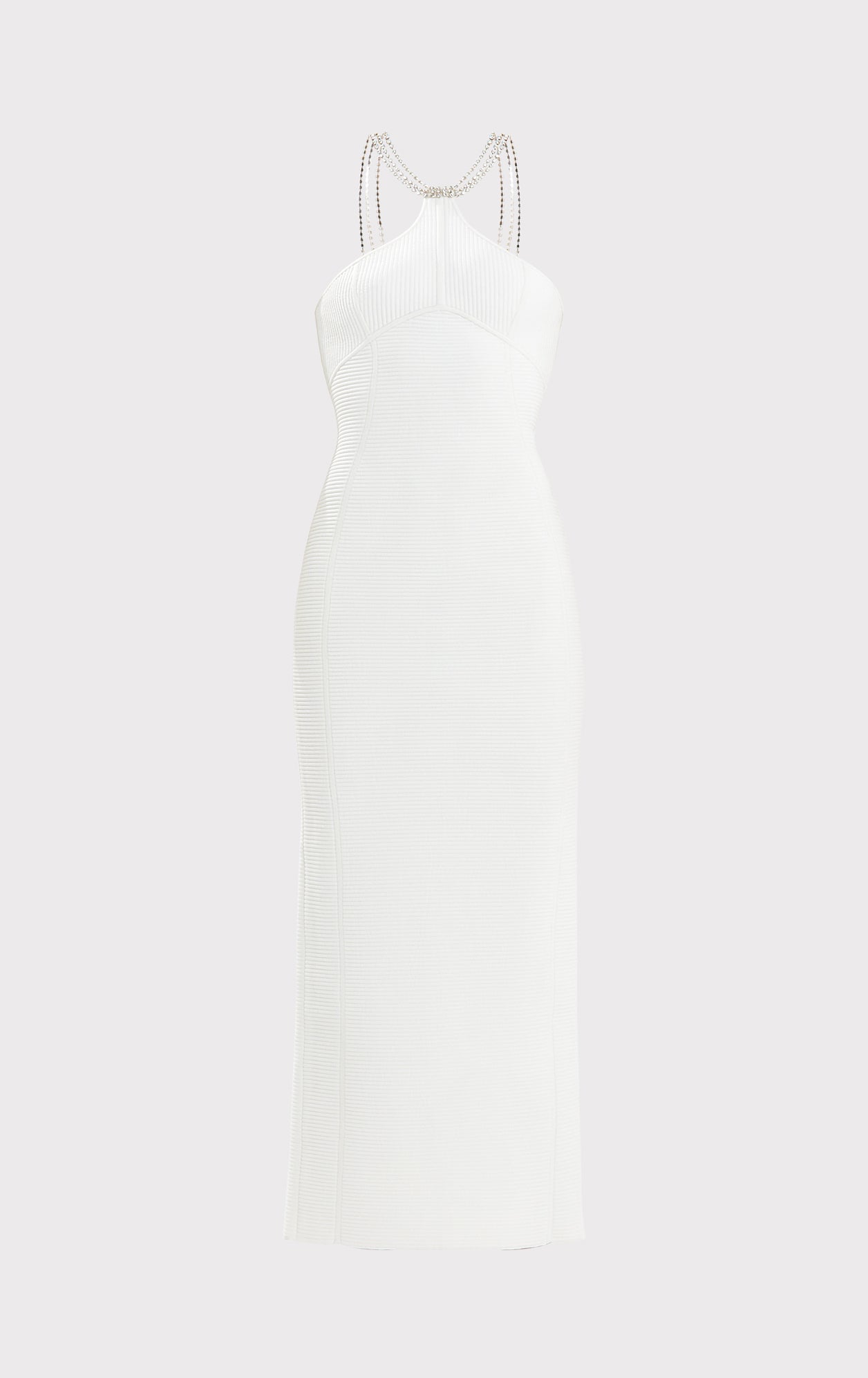 Halter Ottoman Gown W/ Crystal Trim | Alabaster