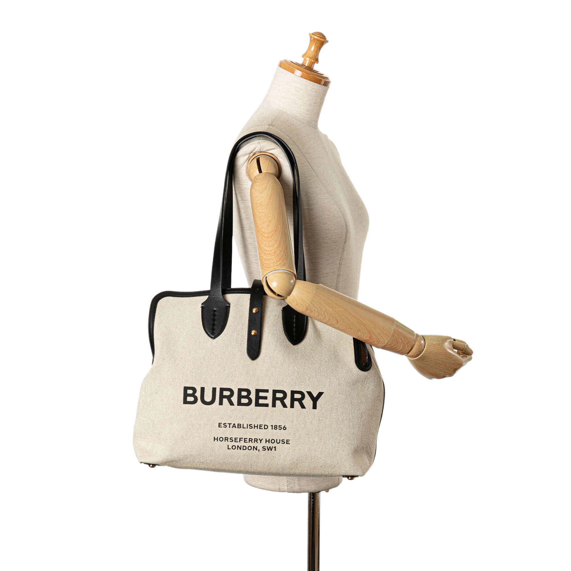 Burberry | Pre-Owned Canvas Logo Soft Belt Tote | Brown/Light Beige