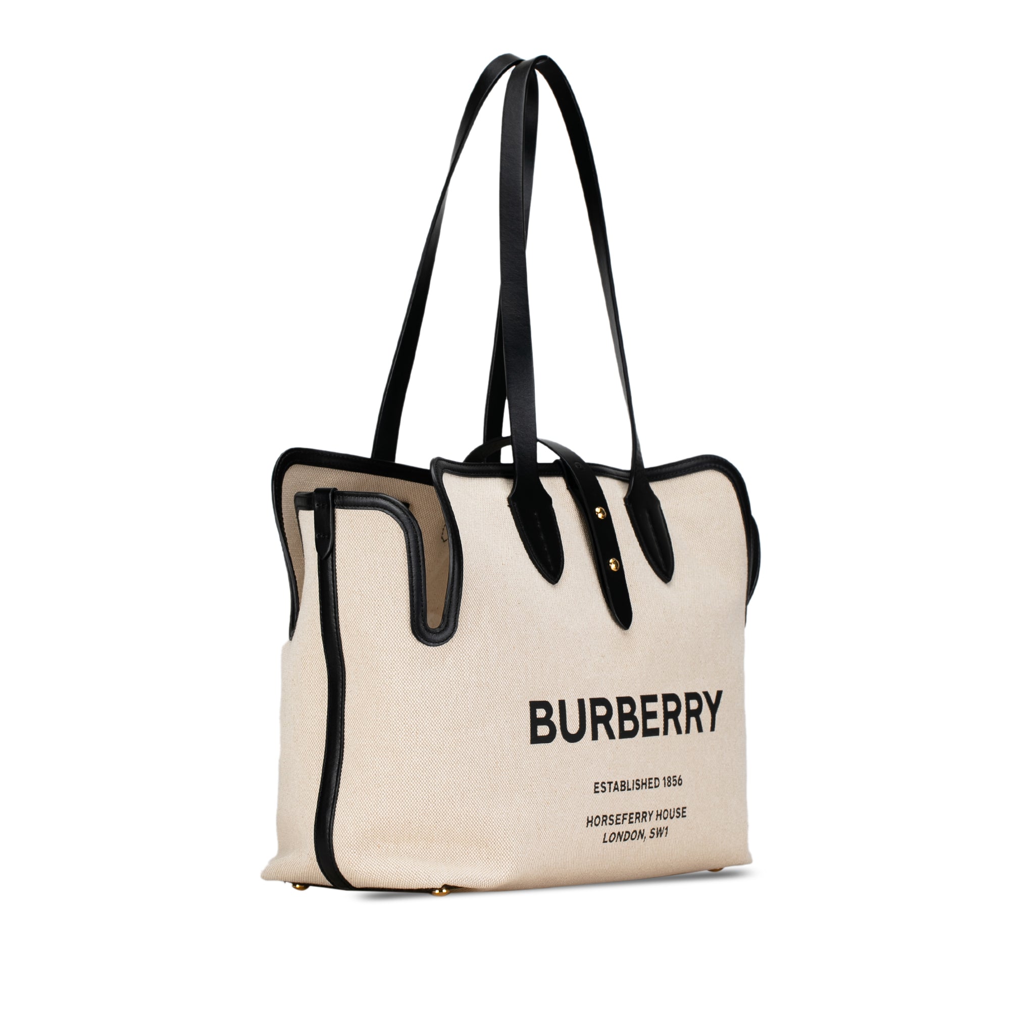 Burberry | Pre-Owned Canvas Logo Soft Belt Tote | Brown/Light Beige