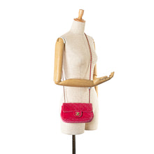 Chanel | Pre-Owned Mini Quilted Velvet Pearl Crush Single Flap | Pink/Dark Pink
