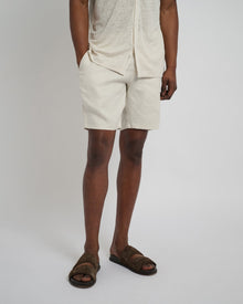 Mens | Linen Fixed-Waist Short | Stone