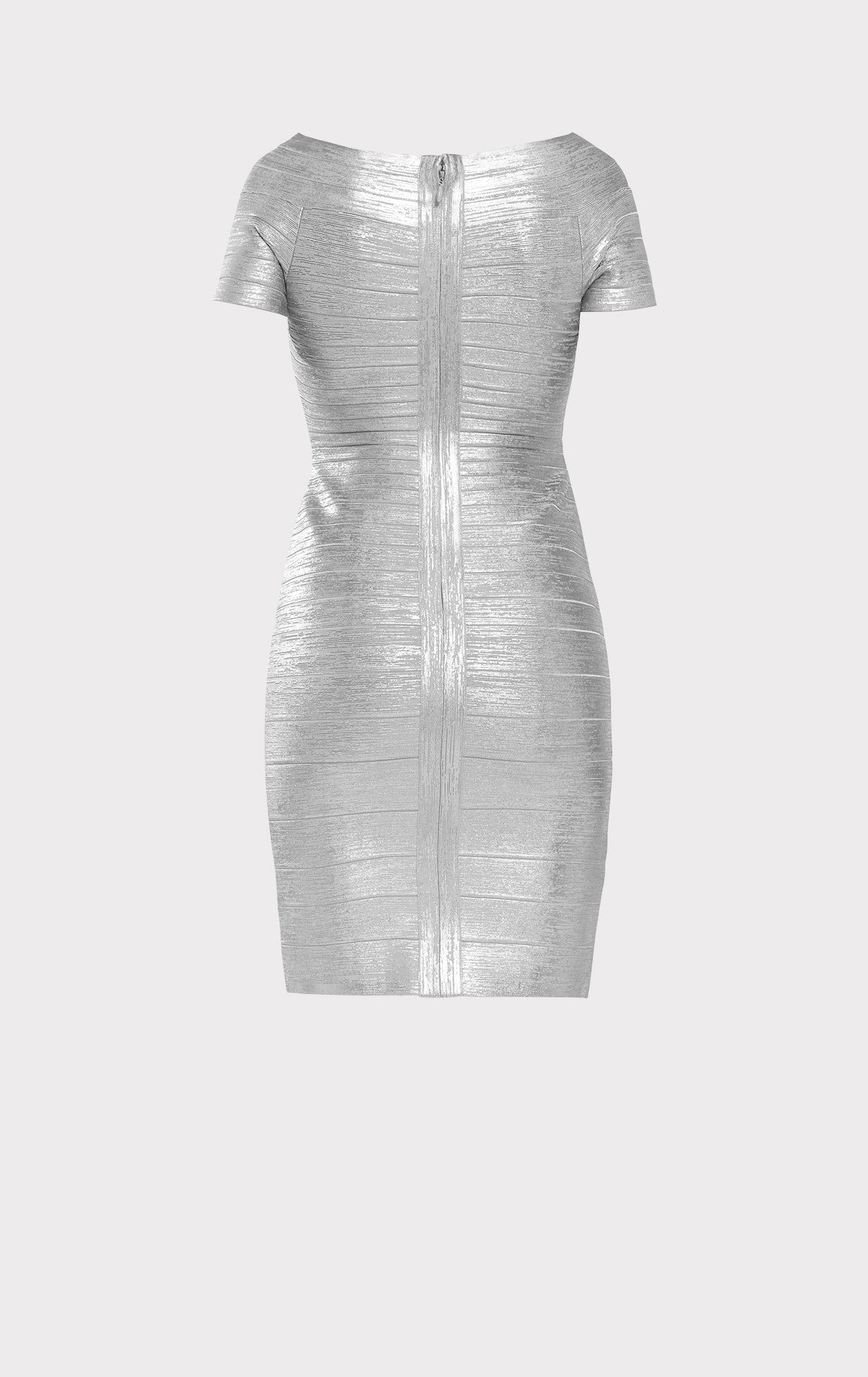 Off Shoulder Bandage Dress Foil | Silver Foil