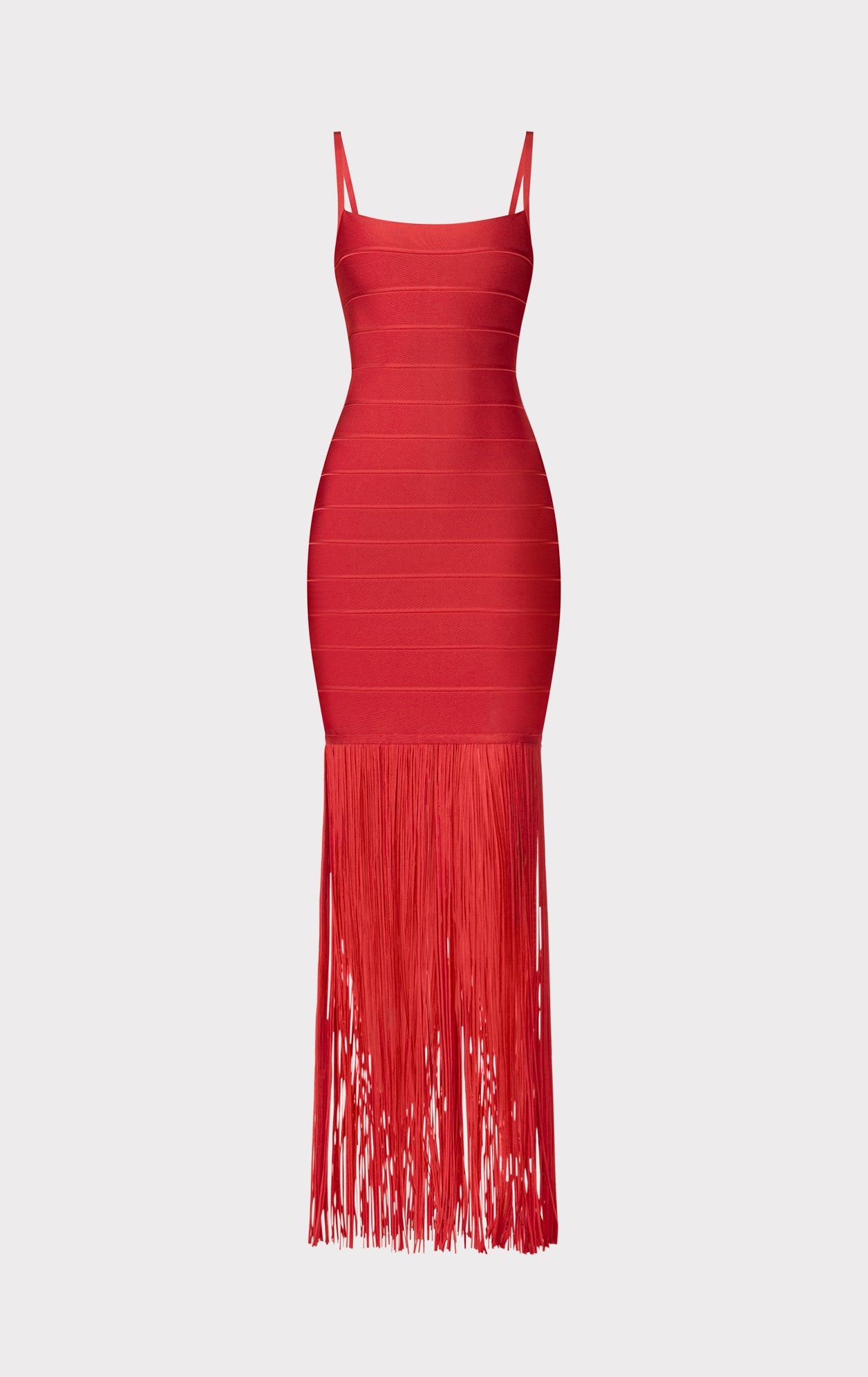 Banded Fringe Gown | Lipstick Red