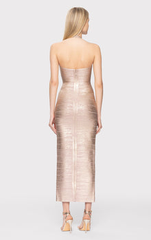 Foil Halter Bandage Gown | Rose Gold Foil