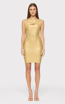 Foil Strappy Mini Dress | Gold Foil