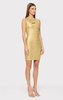 Foil Strappy Mini Dress | Gold Foil