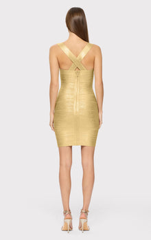 Foil Strappy Mini Dress | Gold Foil