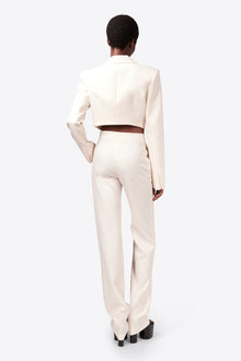 Crystal Brooch Cropped Jacket | Whipped White