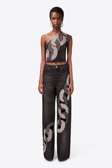 Chain Cutout Wide Leg Jean | Grey Multi