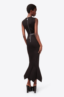 Handkerchief Zipper Midi Dress | Black