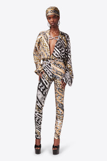 Chain Printed Crystal Link Blouse | Multi