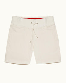 White Sand O.B Stripe Tipping Drop Needle Towelling Sweat Shorts | White Sand