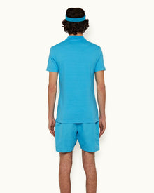 Albert Towelling Cerulean Tailored Fit Towelling Collar Polo Shirt | Cerulean