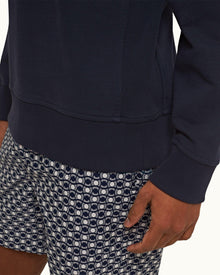 Night Iris Classic Fit Collared Half-Zip Organic Cotton Sweatshirt | Night Iris