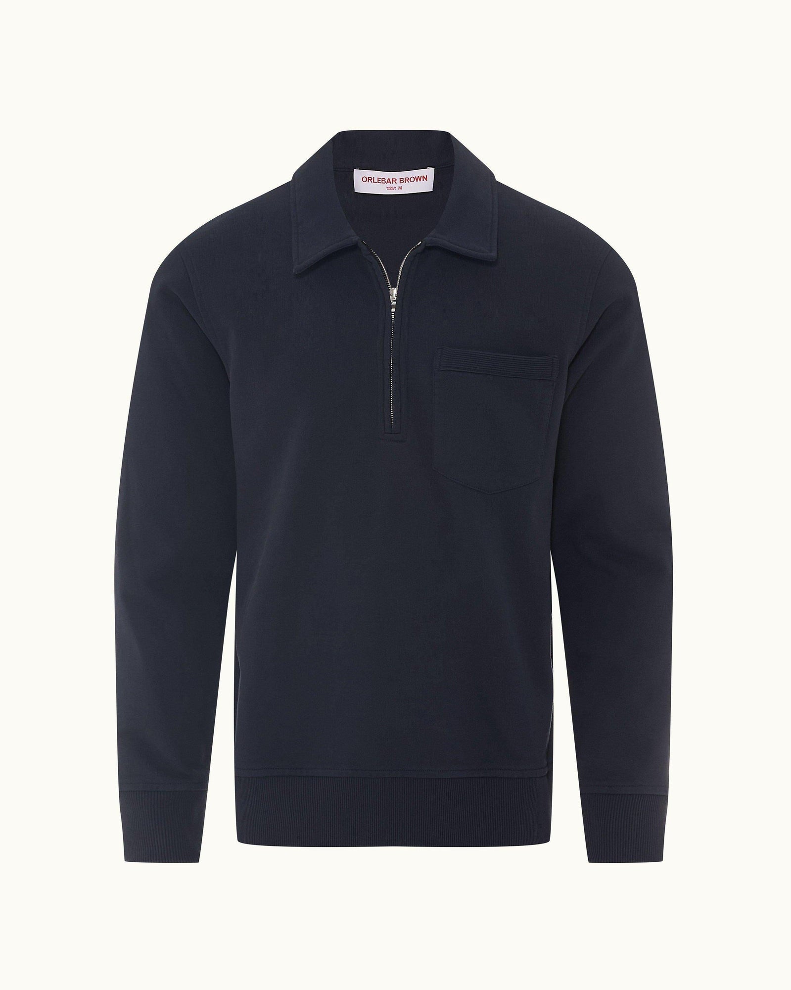 Night Iris Classic Fit Collared Half-Zip Organic Cotton Sweatshirt | Night Iris