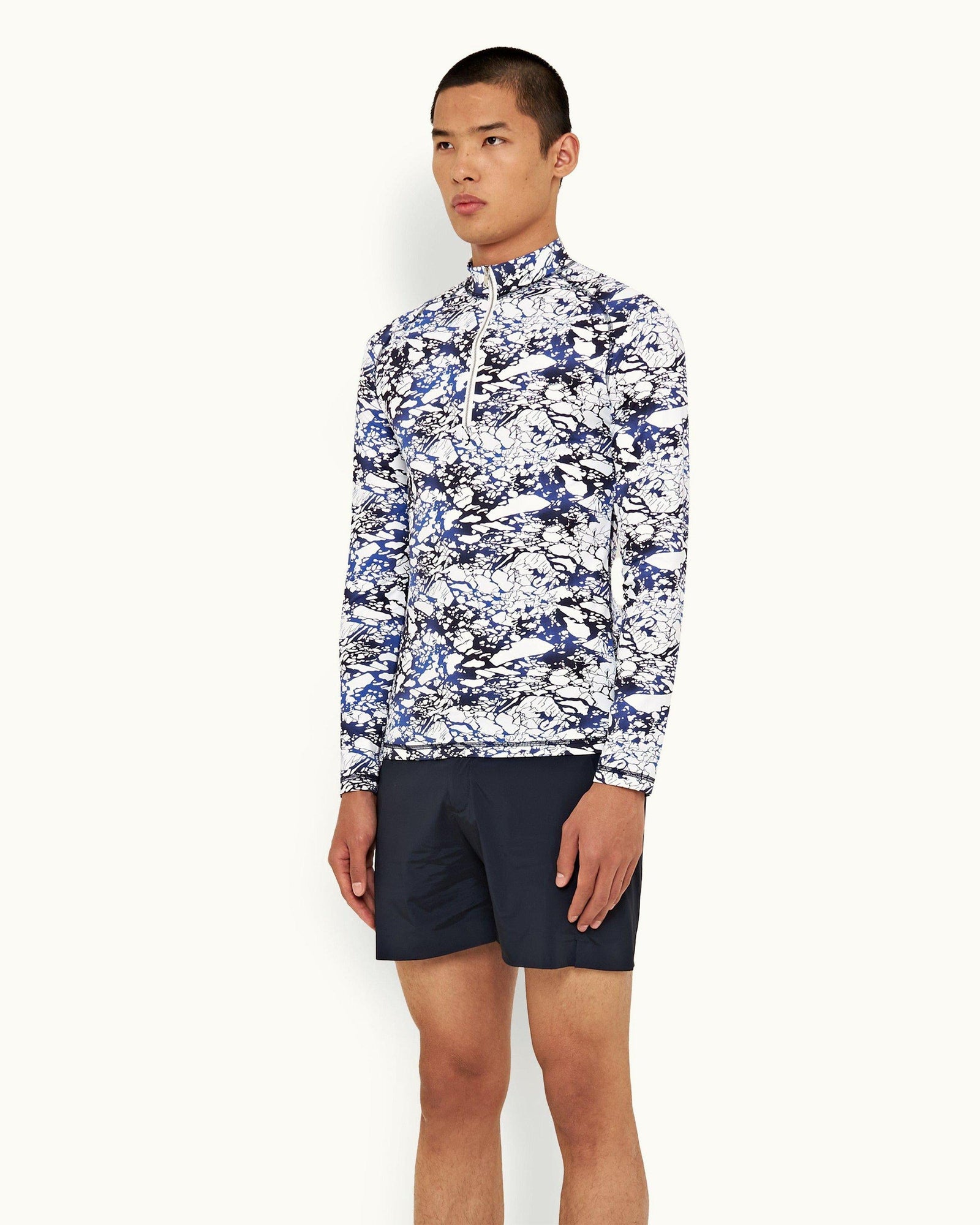 Cloud/Mazanine Ice Print Half-Zip Rash Guard | Cloud/Mazanine