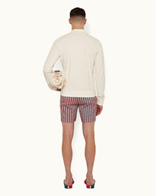 White Sand Zip-Thru Drop Needle Towelling Sweatshirt | White Sand