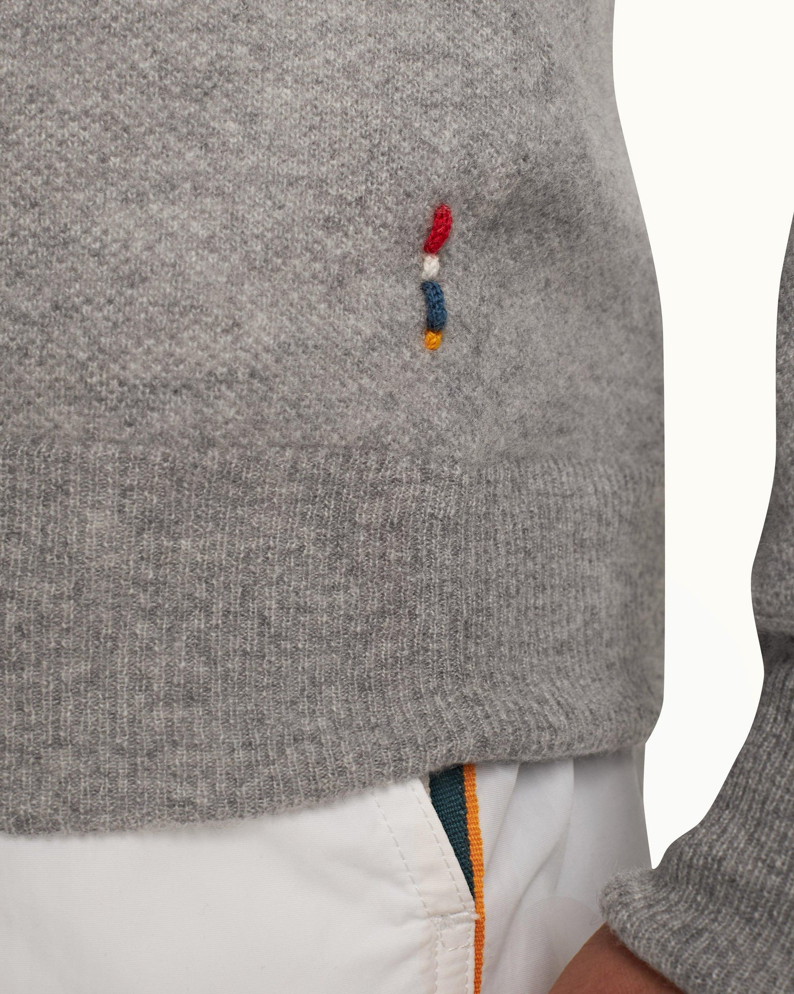 Bruno Cashmere Cinder Waffle Stitch Cashmere Polo Shirt | Cinder