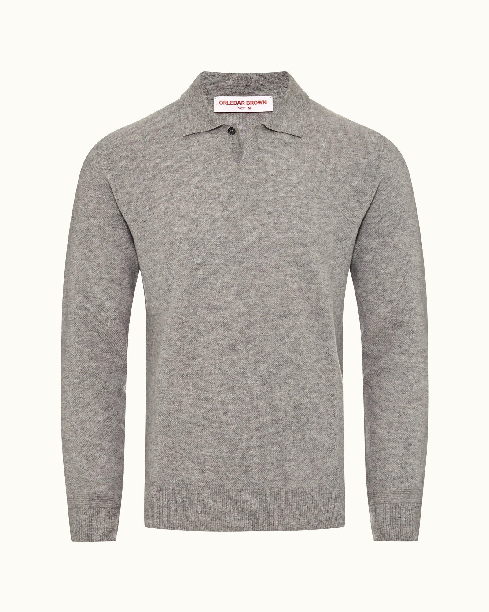 Bruno Cashmere Cinder Waffle Stitch Cashmere Polo Shirt | Cinder