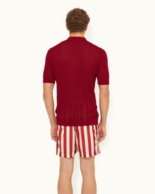 Vermillion Crochet Classic Fit Mercerised Organic Cotton Polo Shirt | Vermillion