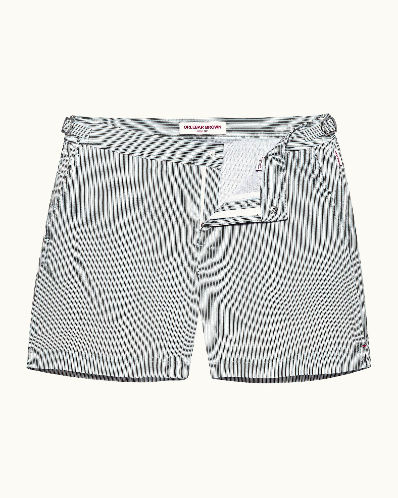 Ice Blue/Cloud Loma Stripe Mid-Length Swim Shorts | Ice Blue/Cloud