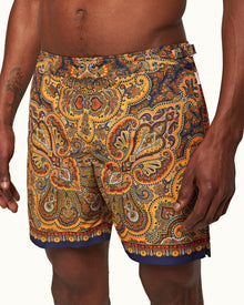 Lagoon Blue Mystique Paisley Mid-Length Swim Shorts | Lagoon Blue