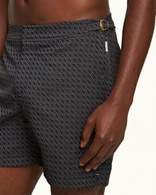 Bulldog Piranha Grey Orbit Jacquard Mid-Length Swim Shorts | Piranha Grey