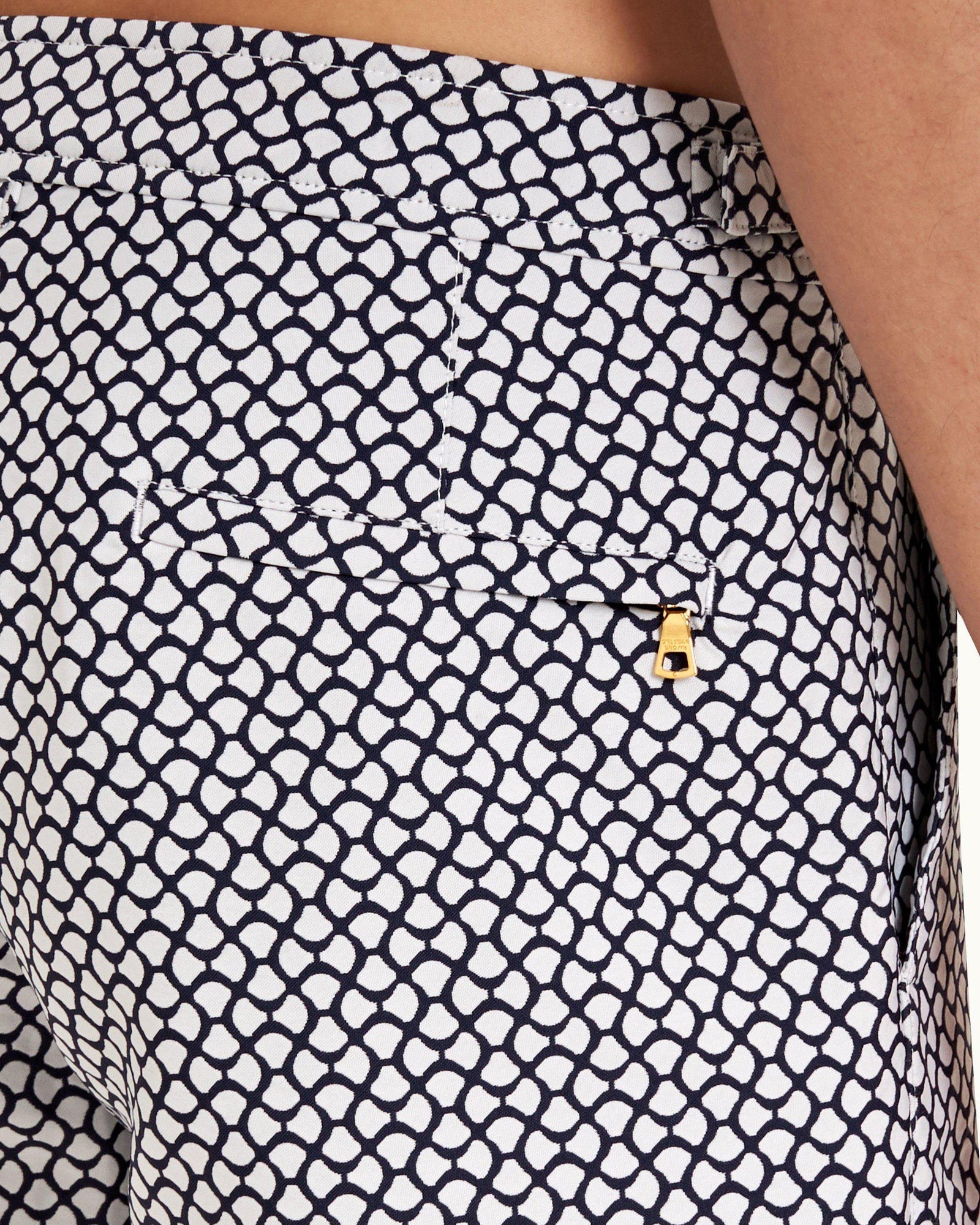 White Sand/Night Iris Jacquard Gila Mid-Length Swim Shorts | White Sand/Night Iris