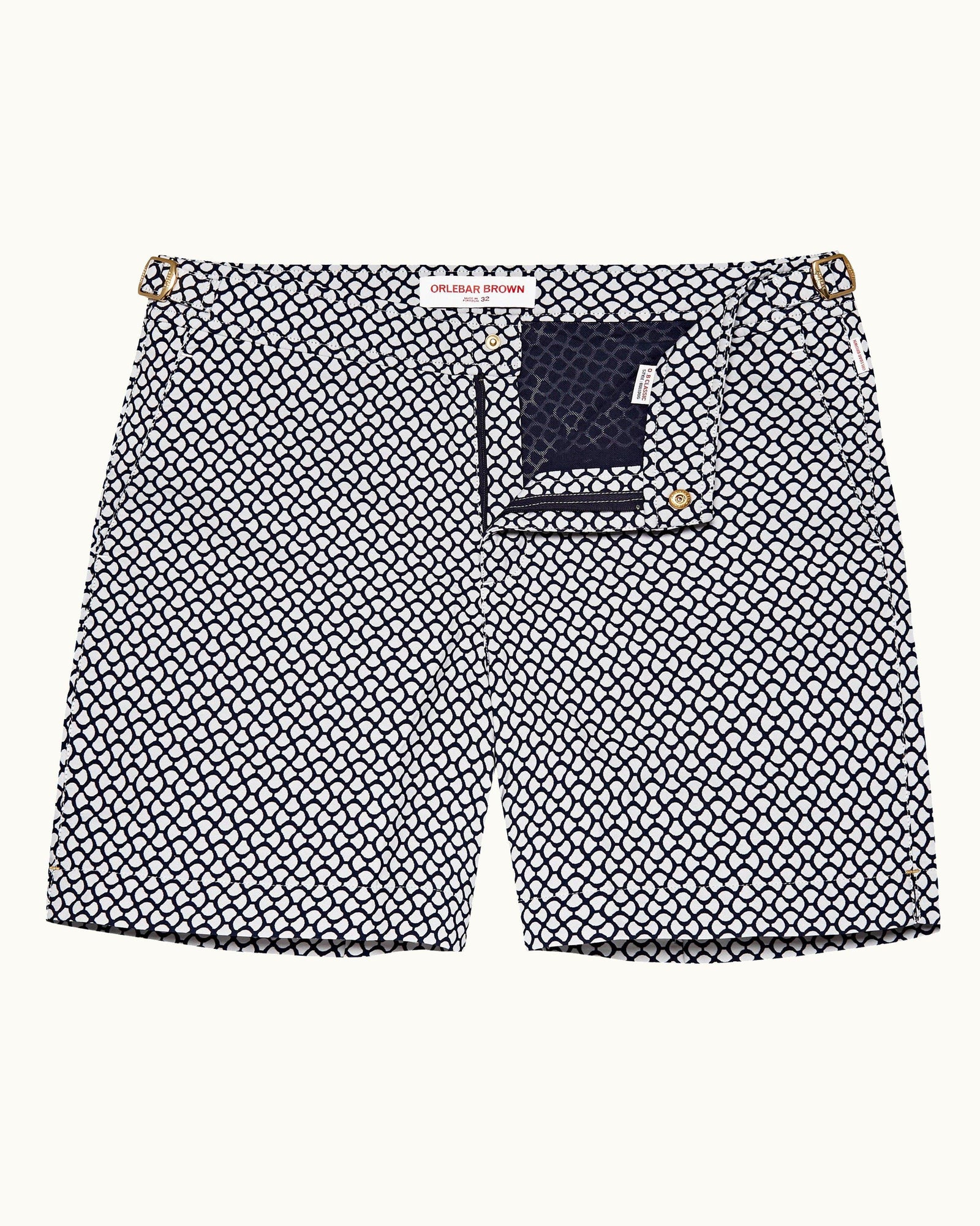 White Sand/Night Iris Jacquard Gila Mid-Length Swim Shorts | White Sand/Night Iris