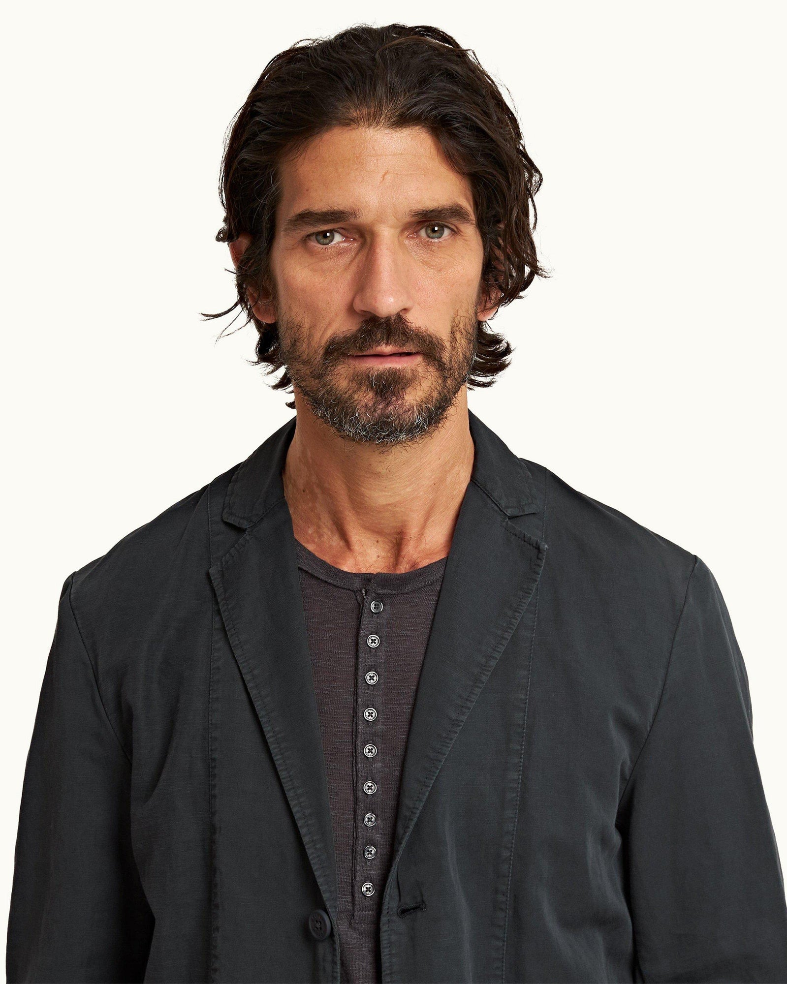 Shadow Relaxed Fit Unstructured Cotton-Linen Blazer | Shadow