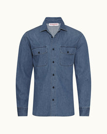 Washed Indigo Relaxed Fit Denim Shirt | Washed Indigo