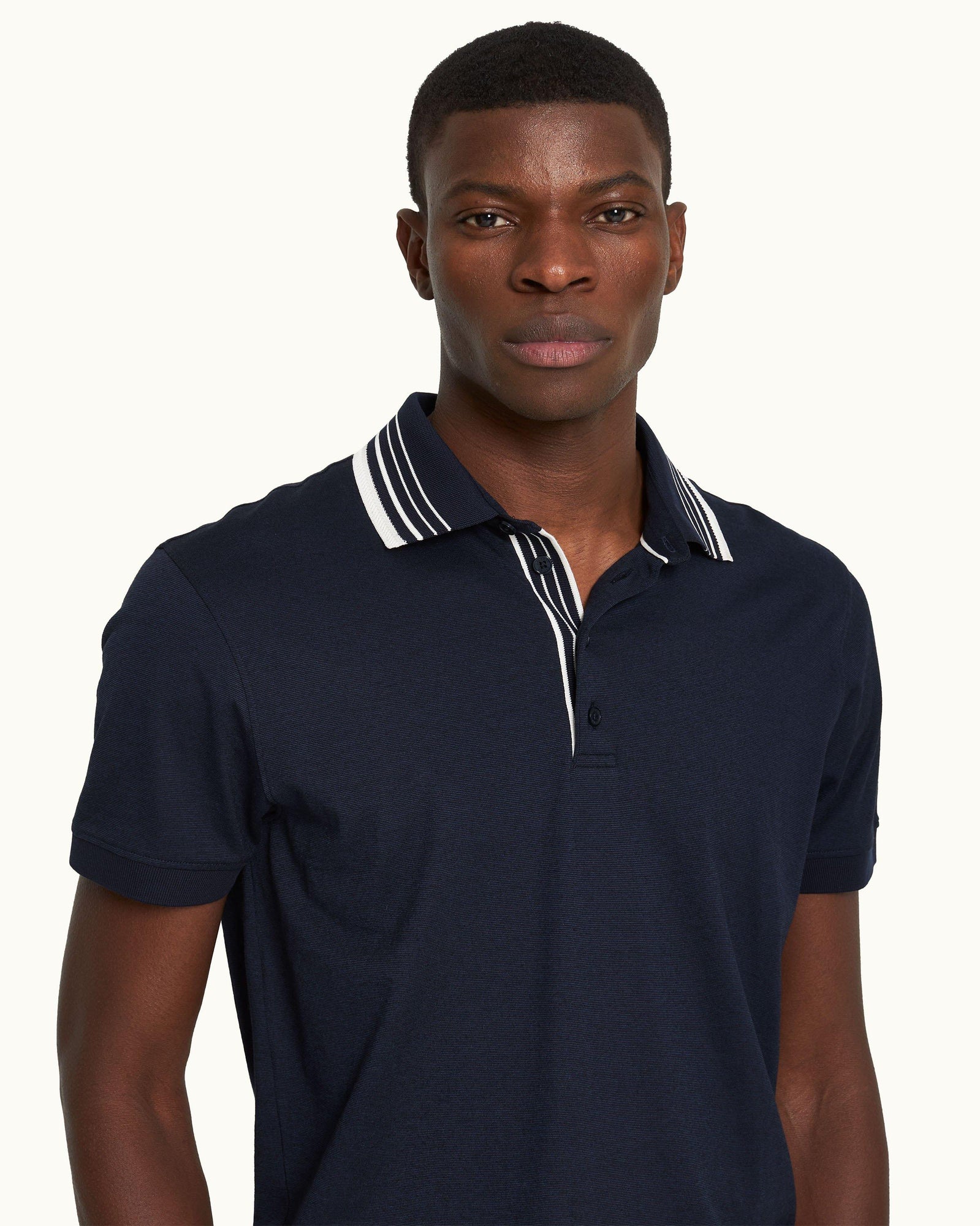 Men | Dominic Stripe Polo | Night Iris
