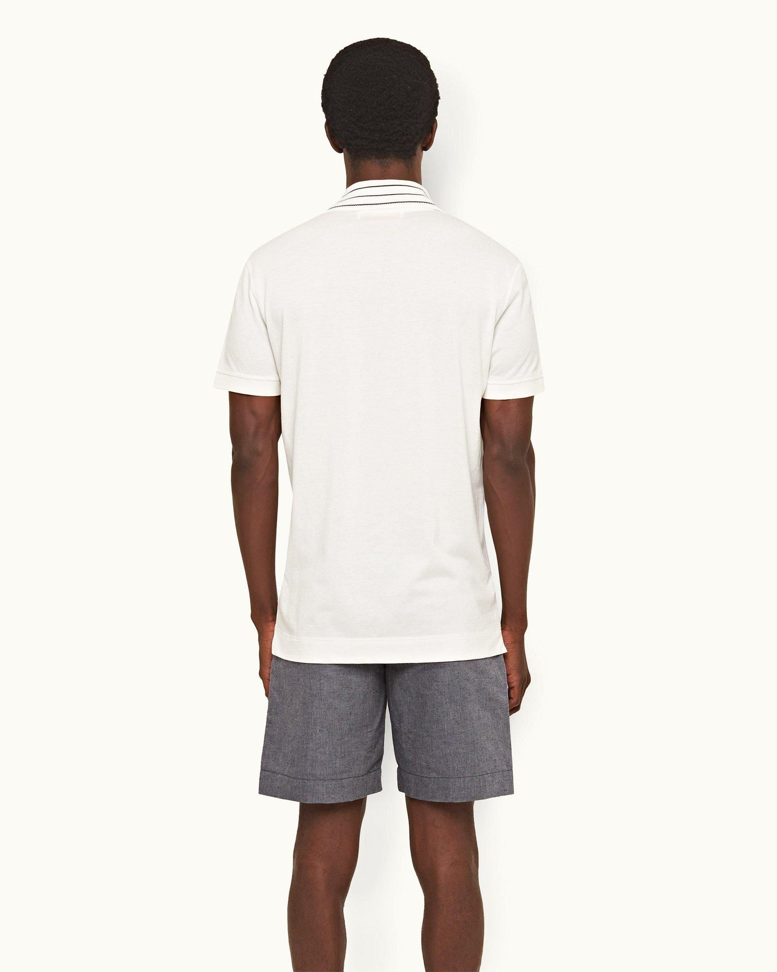 Dominic Stripe Sea Mist Classic Fit Stripe Rib Collar Polo Shirt | Sea Mist