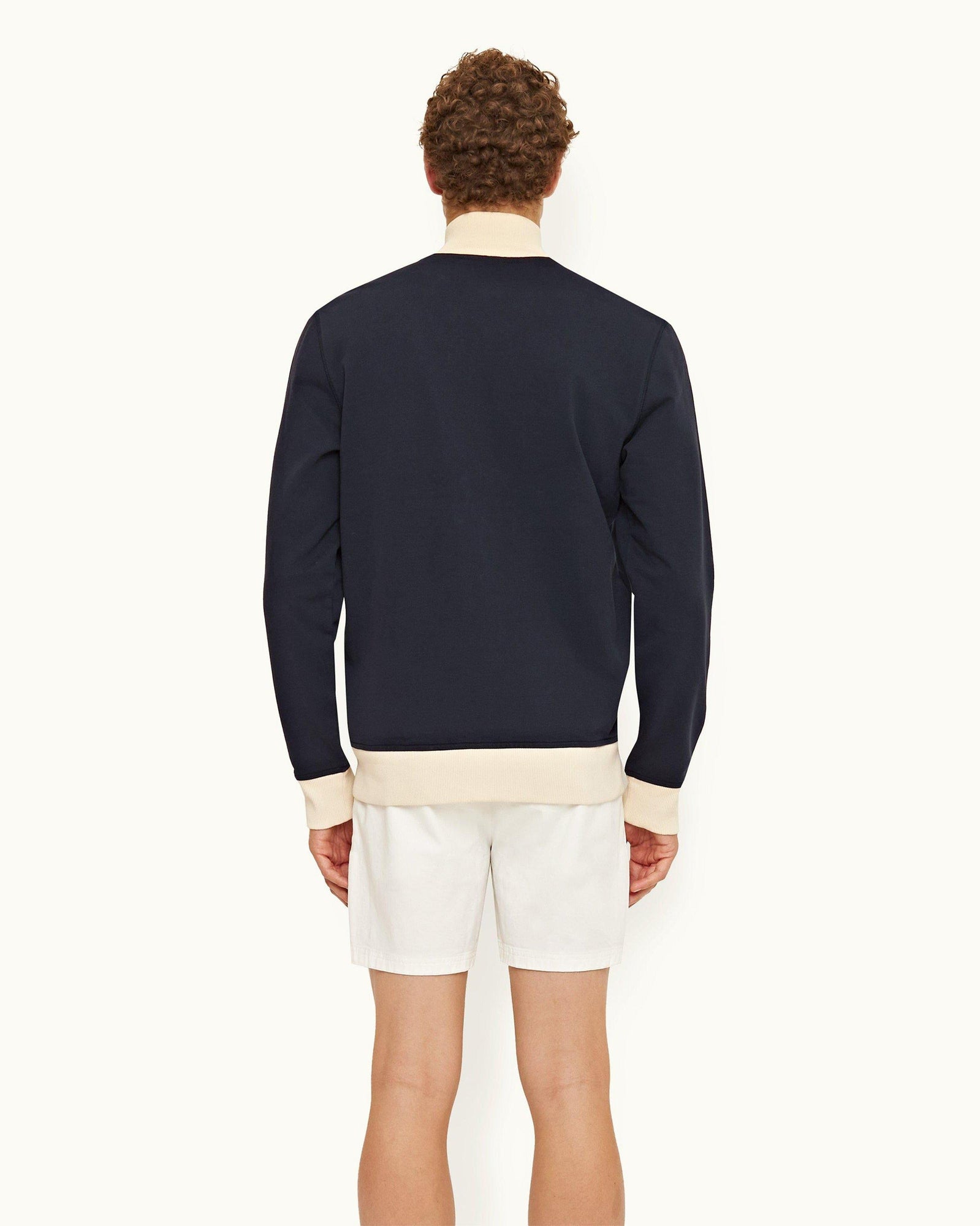 Night Iris Contrast Easy Fit Washed Organic Cotton Sweatshirt | Night Iris