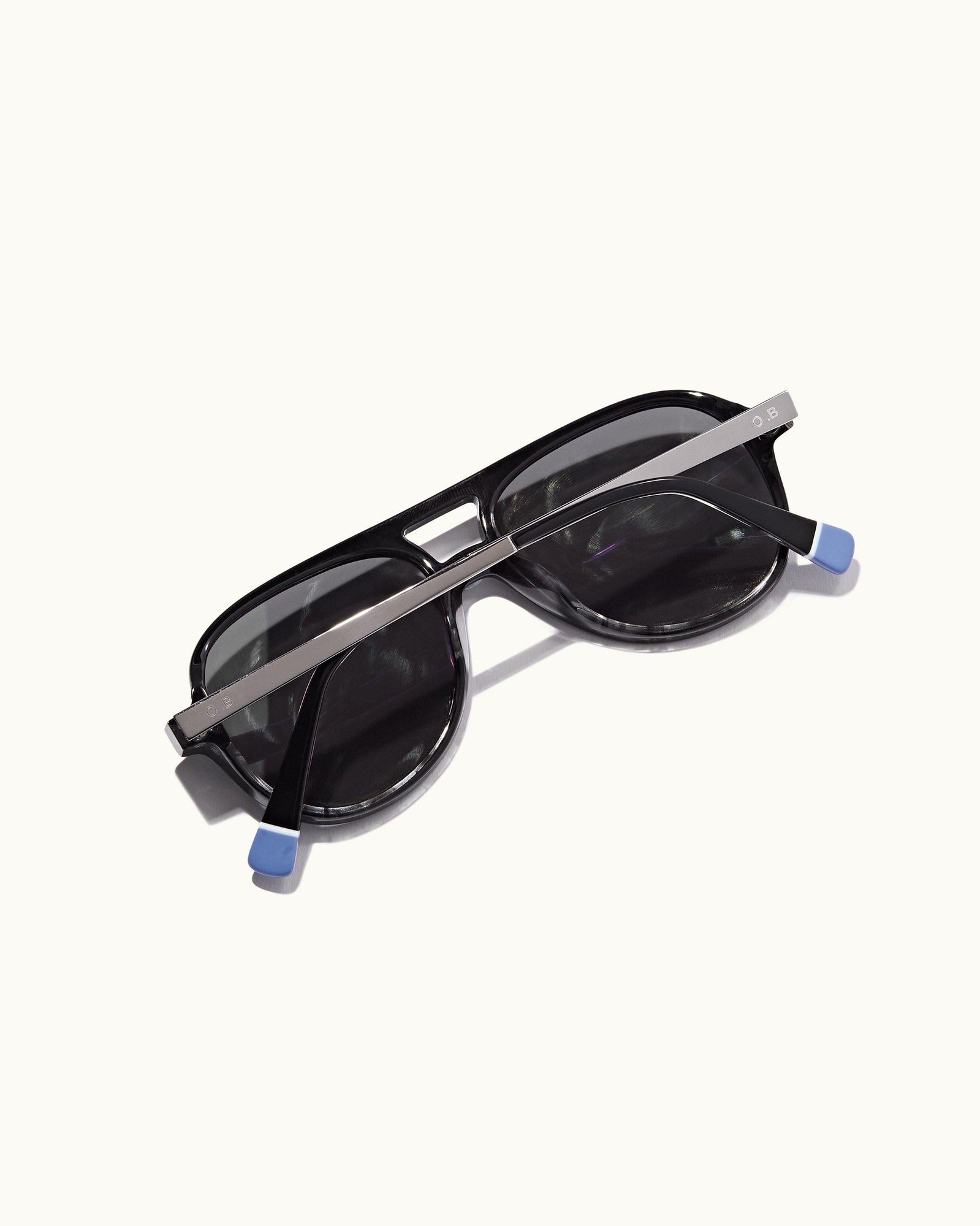 Estoril Black/Shiny Steel Double Bridge Sunglasses | Black/Shiny Steel