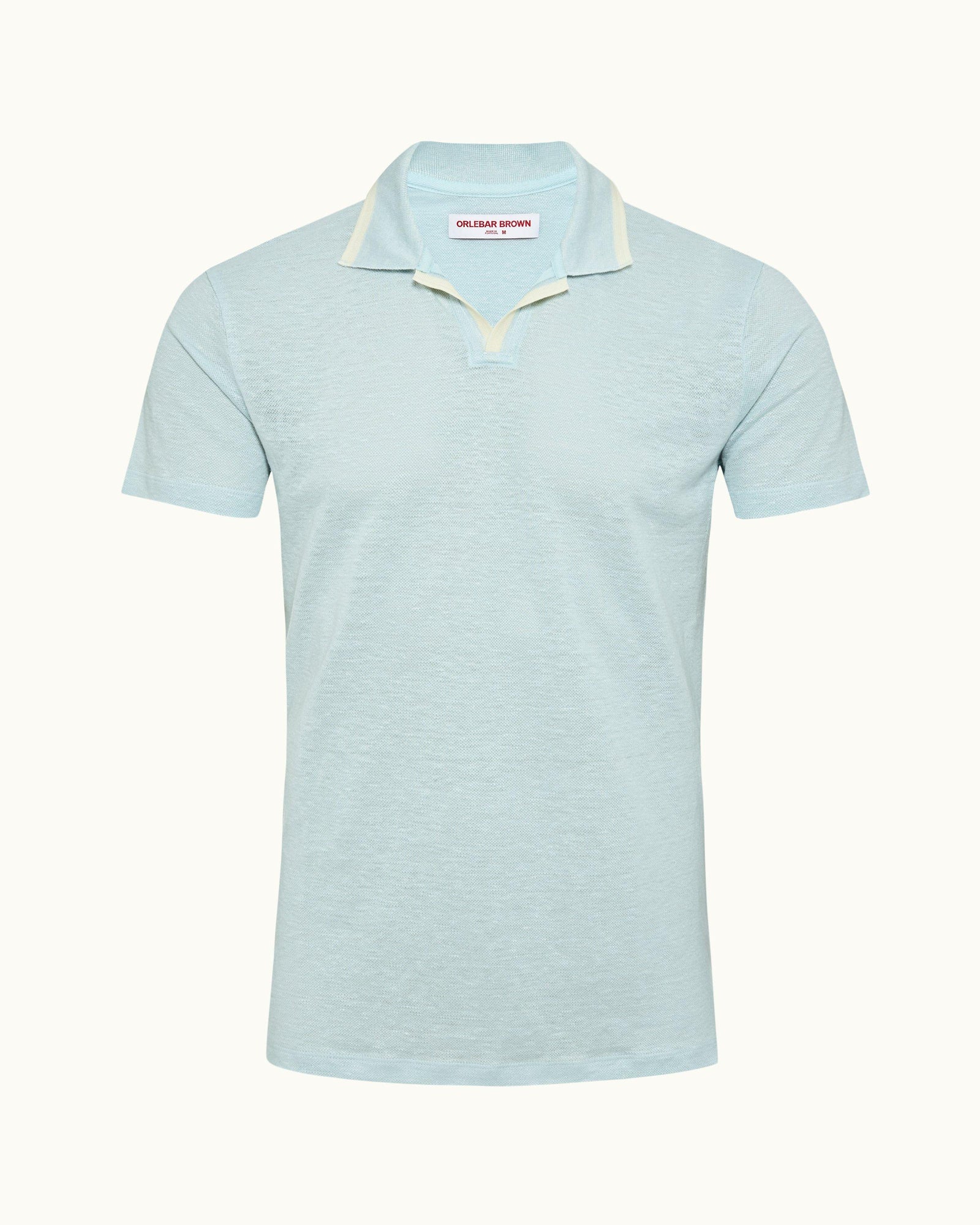 Felix Linen Powdered Sky Resort Collar Linen Pique Polo Shirt | Powdered Sky