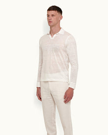 White Sand Resort Collar Long-Sleeve Polo Shirt | White Sand