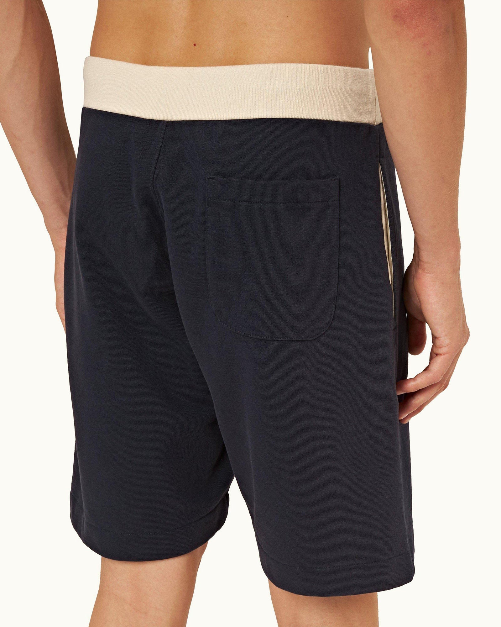Night Iris Contrast Classic Fit Washed Organic Cotton Sweat Shorts | Night Iris