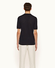 Galliot Ink Tailored Fit Knitted Cotton Polo Shirt | Ink