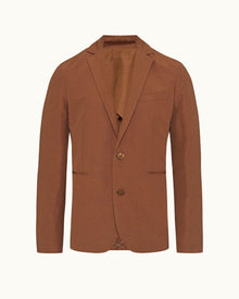 Tailored Fit, Italian Made, Two-Button Unstructured Blazer in Cinnamon Coffee | Cinnamon Coffee